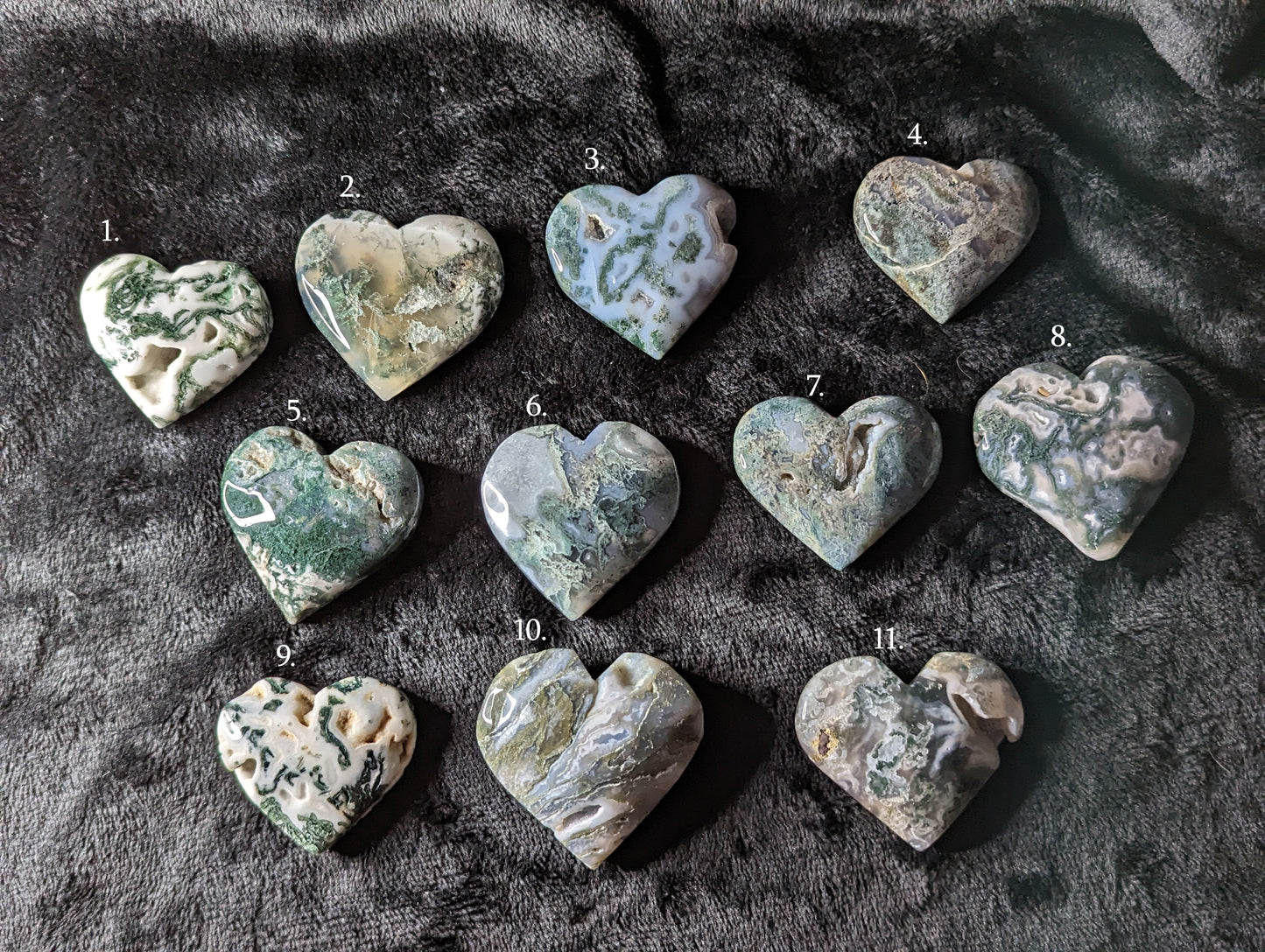Moss Agate Palm Hearts
