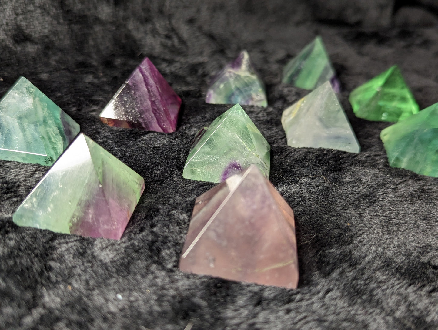 Rainbow Fluorite Pyramids