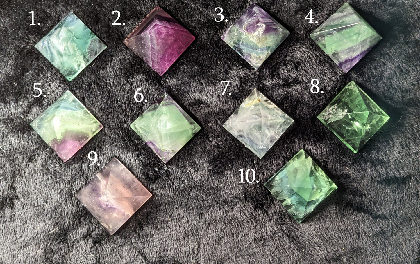 Rainbow Fluorite Pyramids